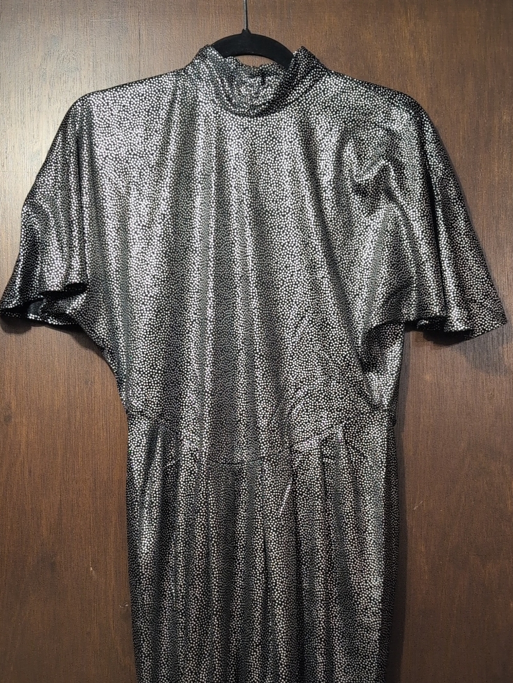 Metallic Mock-neck Midi Dress